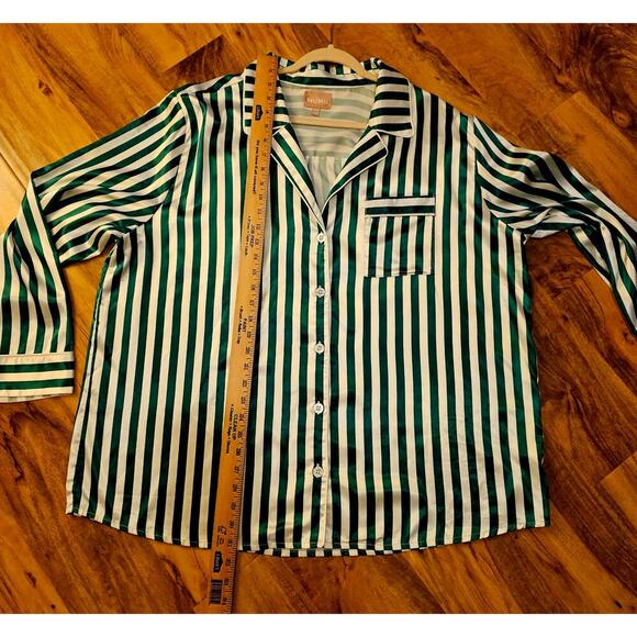 Show Me Your Mumu XXL Green White Satin Feel jammies. Soft. Sexy. Stylish. NY. - Picture 4 of 16